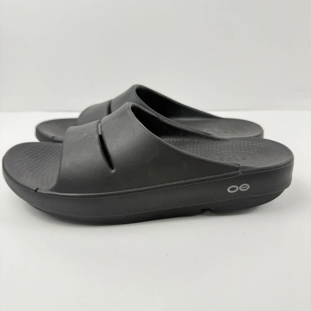 OOFOS OOahh Recovery Slide Sandal Women's Size 8 Black Comfort Sandals